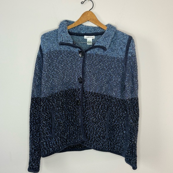 Orvis Blue Ombré Heavy Sweater Button Down Knit Size S - Picture 1 of 4